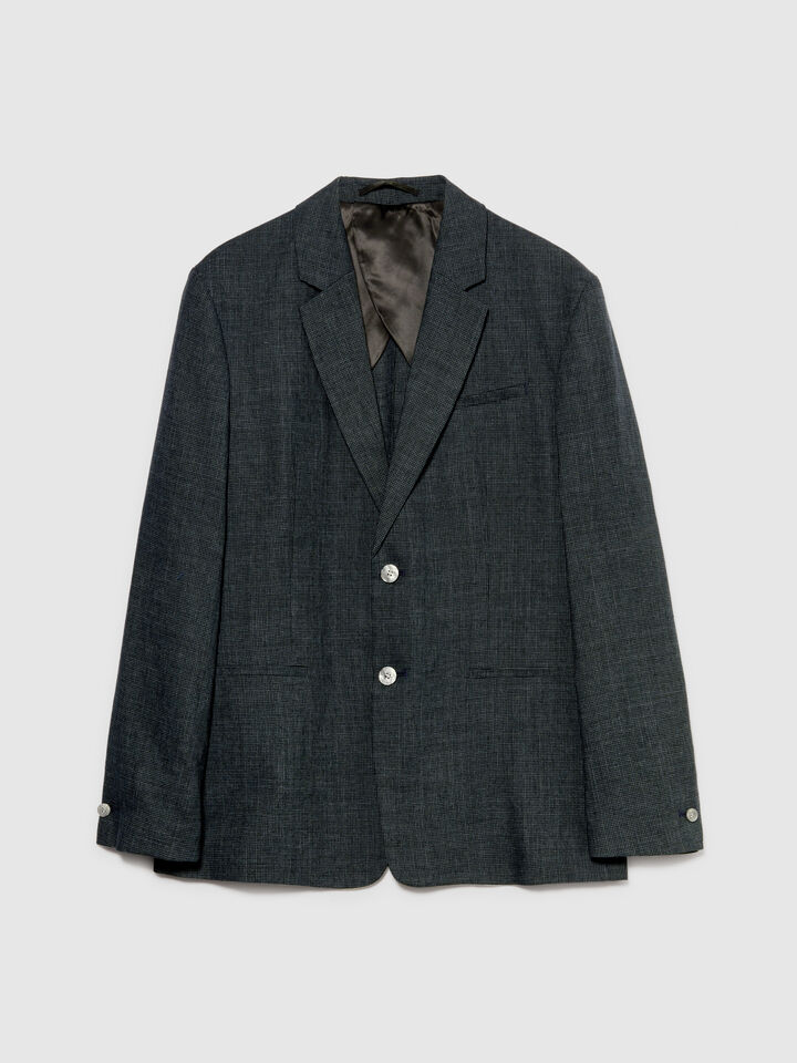 Single-breasted blazer in linen blend - men's blazers - Dark Gray | Sisley image number 6